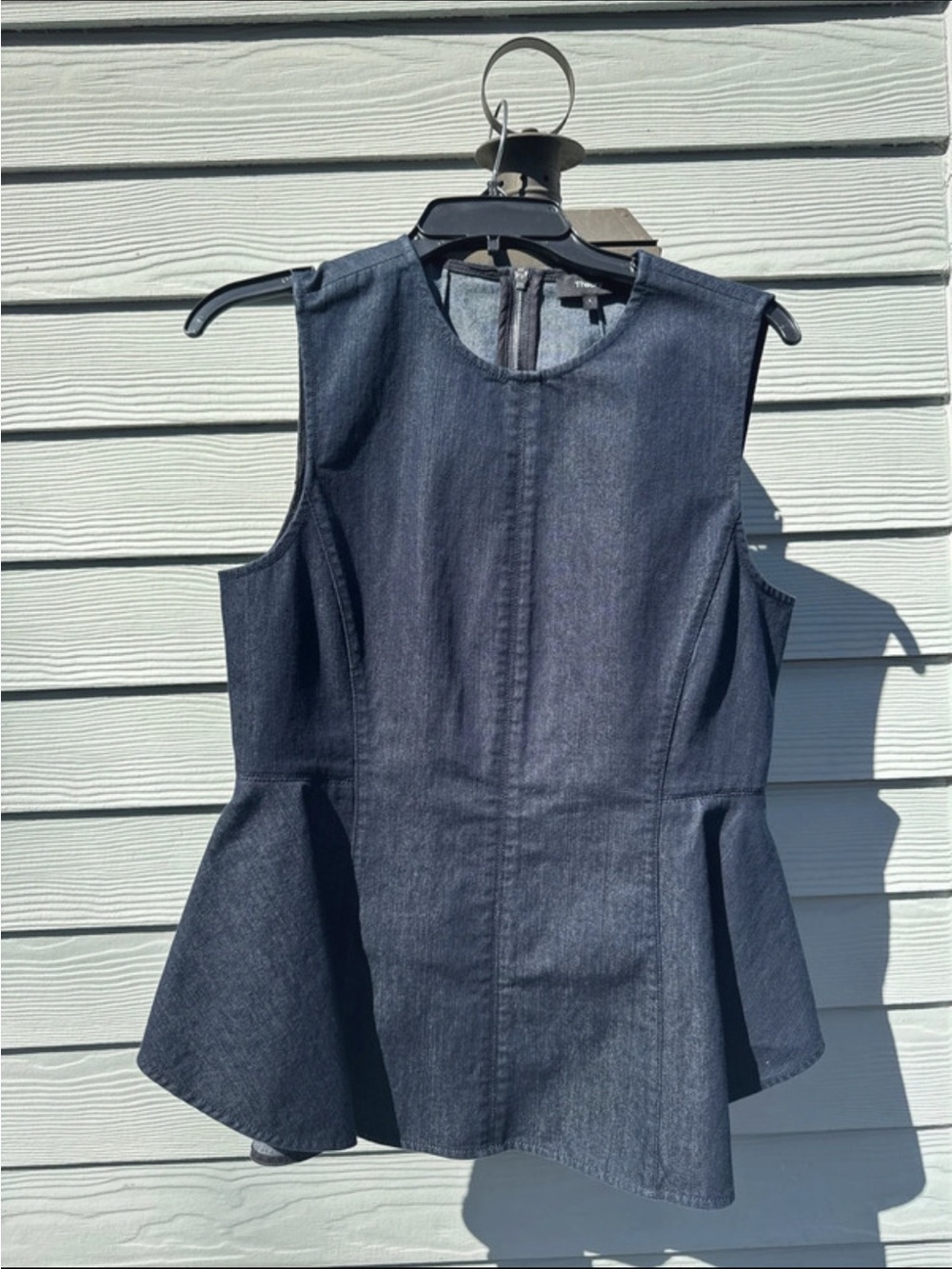 Theory Dark Indigo Denim Peplum Top (NWT)